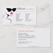 Retro zonnebril haar en schoonheid make-up visitekaartje (Voorkant / Achterkant)