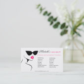 Retro zonnebril haar en schoonheid make-up visitekaartje (Staand voorkant)