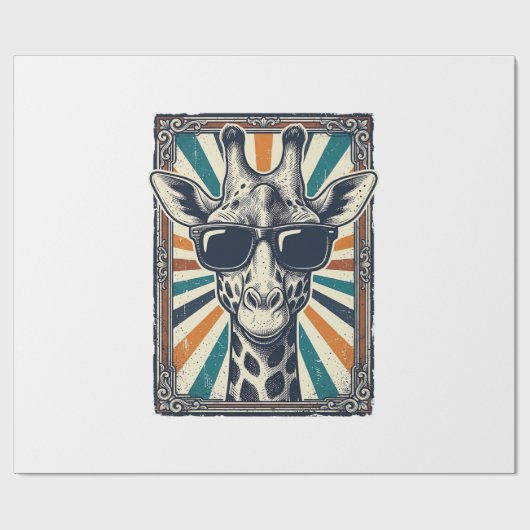 Retro zonnebril met giraffe cadeaupapier (Vlak)