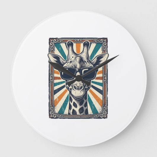 Retro zonnebril met giraffe grote klok (Voorkant)