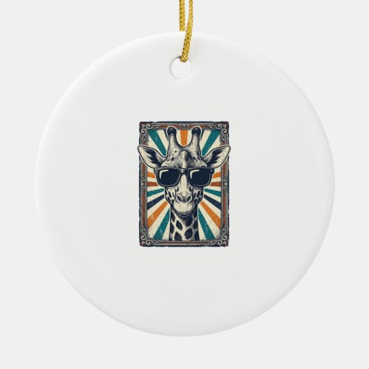 Retro zonnebril met giraffe keramisch ornament (Voorkant)