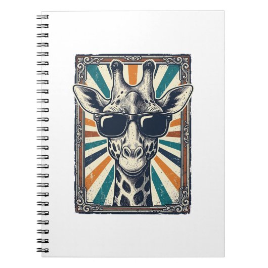 Retro zonnebril met giraffe notitieboek (Voorkant)