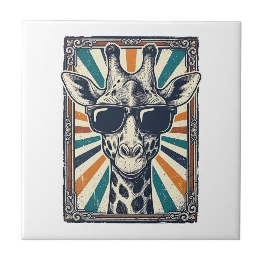 Retro zonnebril met giraffe tegeltje (Voorkant)