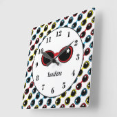 Retro zonnebril Rood Geel Blauw Gepersonaliseerd Vierkante Klok (Hoek)