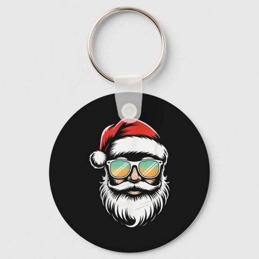 Retro Zonnebril Santa Face Christmas Xmas Mannen B Sleutelhanger (Voorkant)