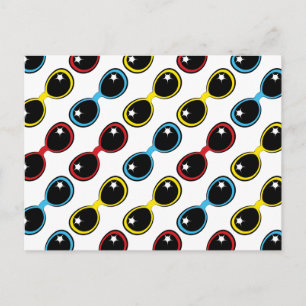 Retro zonnebrillen Primaire huiden Rood Geel Blauw Briefkaart
