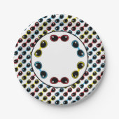 Retro zonnebrillen Primaire huiden Rood Geel Blauw Papieren Bordje (Voorkant)