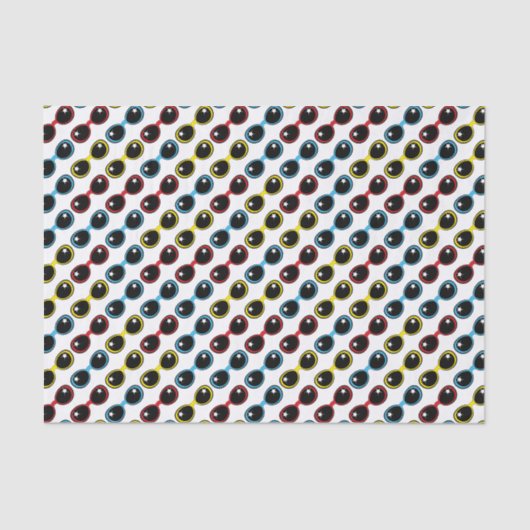 Retro zonnebrillen Primaire huiden Rood Geel Blauw Tissuepapier (Voorkant)