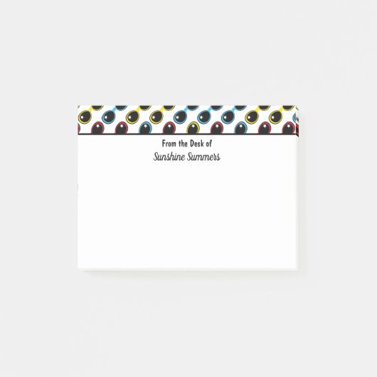 Retro zonnebrillen Primaire kleurenpatroon Post-it® Notes (Voorkant)