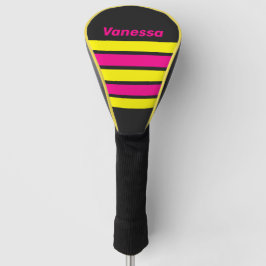 Retro Zonnegloed Over Strepen met Naam Golfheadcover
