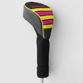 Retro Zonnegloed Over Strepen met Naam Golfheadcover (Schuin)