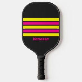 Retro Zonnegloed Over Strepen met Naam Pickleball Paddle