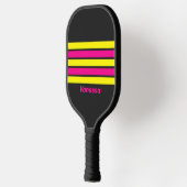 Retro Zonnegloed Over Strepen met Naam Pickleball Paddle (Links)