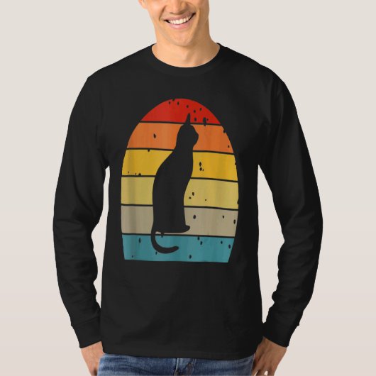 Retro zonnekat silhouette kitten t-shirt (Voorkant)