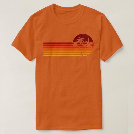 Retro -zonneklep-palmboom Tropisch strand T-shirt (Design voorkant)