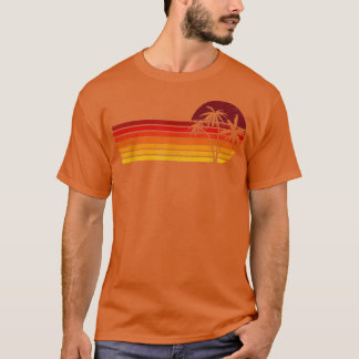 Retro -zonneklep-palmboom Tropisch strand T-shirt