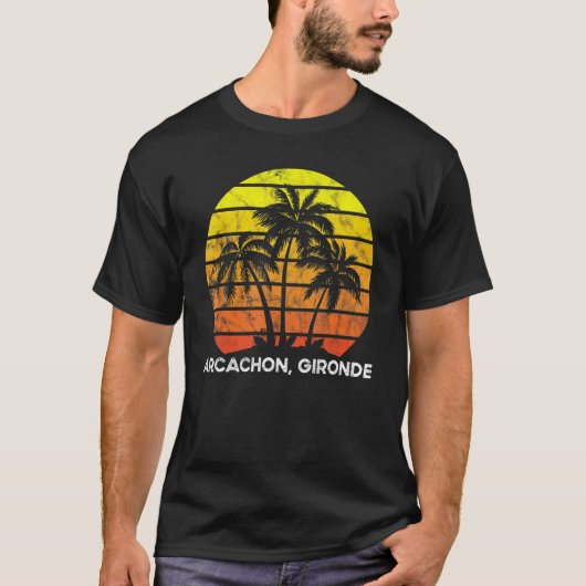 Retro zonnekokospalm Arcachon Giron T-shirt (Voorkant)