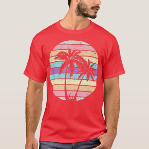 Retro  zonnepalmbedekking t-shirt