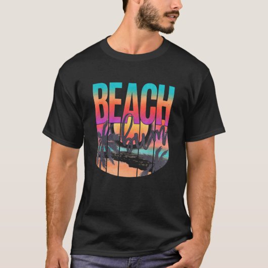 Retro  zonnepalmbomen Beach Lopard T-shirt (Voorkant)