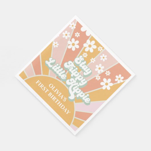 Retro Zonneschijn Blijf Trippy Kleine Hippie bloem Servet (Hoek)