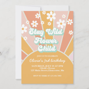 Retro Zonneschijn Blijf Wild Bloemenkind boho bloe Kaart
