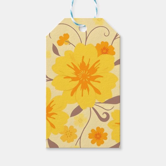 Retro Zonneschijn Bloemen-Geel Bloemen- Cadeaulabel (Voorkant)