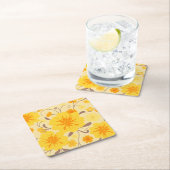 Retro Zonneschijn Bloemen-Geel Bloempatroon Kartonnen Onderzetters (Insitu)
