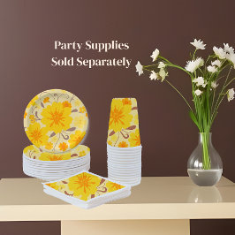 Retro Zonneschijn Bloemen-Geel Party Supplies Papieren Bekers