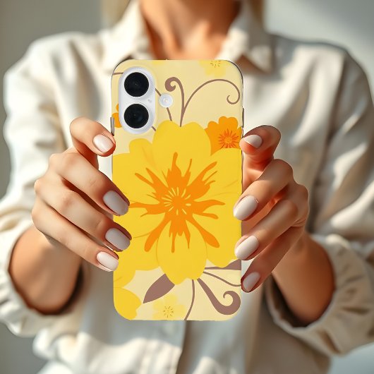 Retro Zonneschijn Bloempatroon-gele bloemen Case-Mate iPhone Case