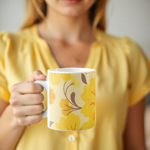 Retro Zonneschijn Bloempatroon-gele bloemen Koffiemok
