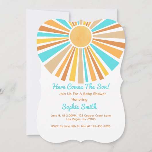 Retro zonneschijn Boho regenboog, hier komt de zoo Kaart (Voorkant)