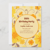 Retro Zonneschijn Gele Bloemen - Uitnodiging Verja (Voorkant)