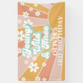 Retro Zonneschijn Jong Wild Drie Madeliefje Verjaa Spandoek (Verticaal)