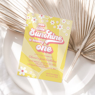 Retro Zonneschijn madeliefje boho bloem eerste ver Kaart