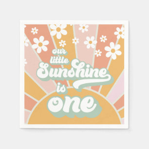Retro zonneschijn madeliefje boho bloem eerste ver servet