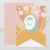 Retro Zonneschijn madeliefje boho bloemen Banner O Kaart (Voorkant / Achterkant)