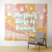 Retro Zonneschijn Pootafdruk Hond Verjaardag Wandkleed (In Situ (horizontaal))