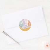 Retro Zonneschijn Regenboog Daisy One Wild Three Ronde Sticker (Envelop)