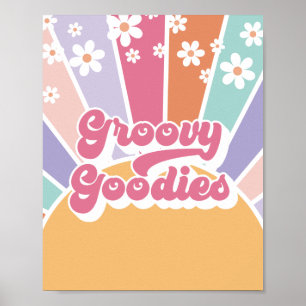 Retro zonneschijn verjaardag groovy goodies favor poster
