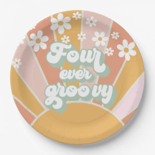Retro Zonneschijn Voor Altijd Groovy Madeliefje Papieren Bordje