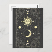 Retro zonnesonenplaneten wolken lijst briefkaart (Voorkant / Achterkant)