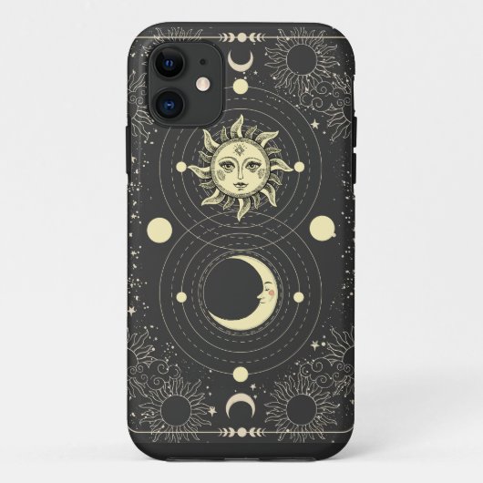 Retro zonnesonenplaneten wolken lijst Case-Mate iPhone case (Achterkant)