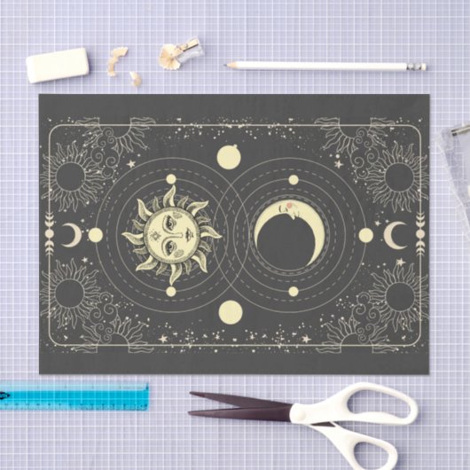 Retro  zonnesonenplaneten wolken lijst tissuepapier (Craft)