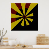 Retro Zonnestralen Burst Sunset Zwart Geel Rood Poster (Keuken)