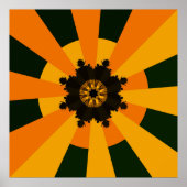 Retro Zonnestralen Burst Sunset Zwart Sinaasappel Poster (Voorkant)