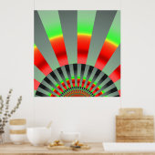 Retro zonnestralen burst zonsondergang rood geel g poster (Keuken)