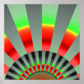 Retro zonnestralen burst zonsondergang rood geel g poster (Voorkant)