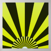 Retro zonnestralen burst zonsondergang zwart geel poster (Voorkant)