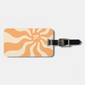 Retro zonnestralen monogram initiaal groovy bagagelabel (Voorkant horizontaal)