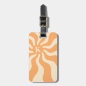 Retro zonnestralen monogram initiaal groovy bagagelabel (Voorkant verticaal)